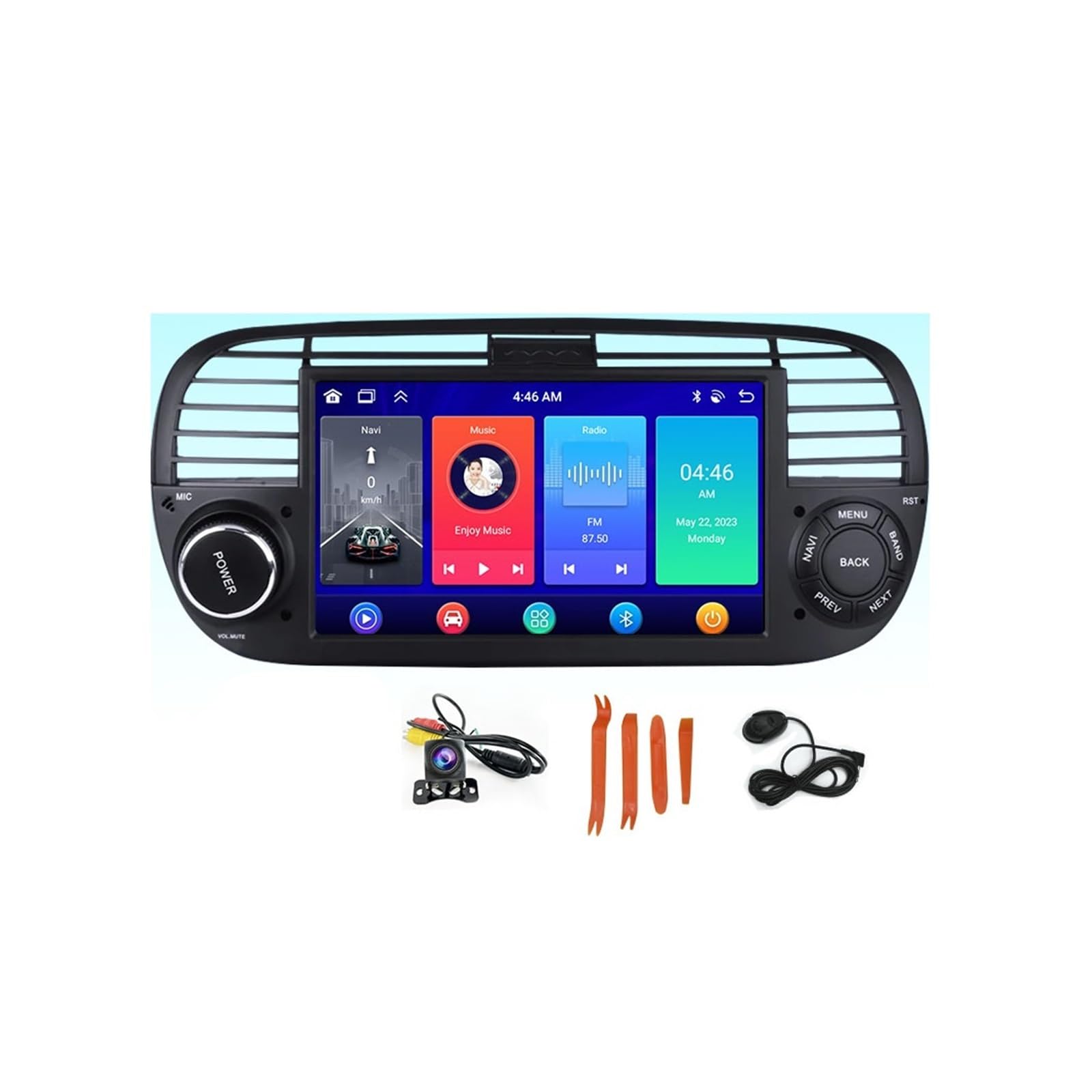 7 Inch Android Auto Car Stereo for Fiat 500 2007-2015 - Android 13 with Apple CarPlay, GPS Navigation, Multimedia Player (Black, 6GB RAM 128GB Storage, WiFi) - Perfect for Commuting, Road Trips and Hands-Free Driving
