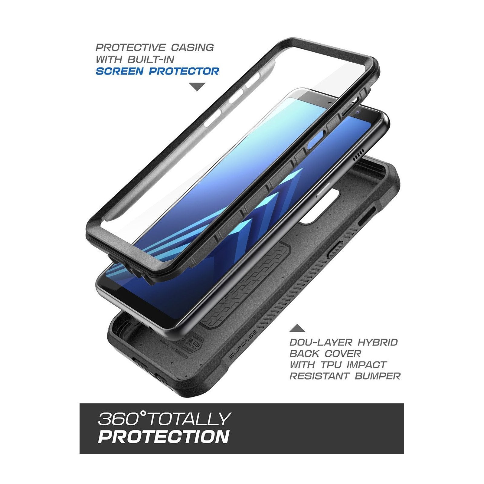 Samsung Galaxy A8 Plus Unicorn Beetle Pro Rugged Case - Heavy Duty Protective Cover with Kickstand, Shockproof & Scratch Resistant for Outdoor Activities, Work & Travel (Black)
