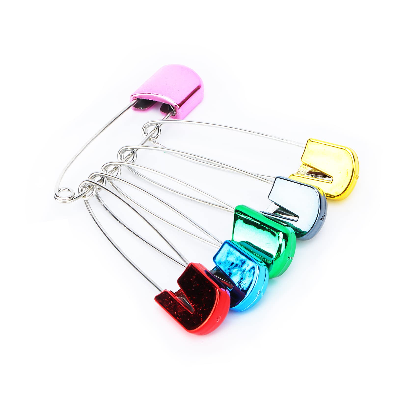 Stainless Steel Diaper Pins with Plastic Safety Locks - 6 Colorful Nappy Sewing Pins for Baby & Adult Cloth Diapers - Secure Fabric Fasteners for Knitting, DIY & Traditional Diaper Use