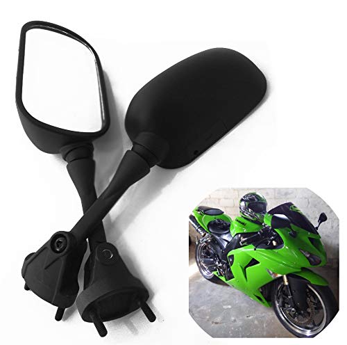 Black HTTMT MT061 OEM Aftermarket Side Racing Mirrors for Kawasaki Ninja ZX-6R 636 ZX6RR (2005-2008) & ZX-10R (2004-2008) - Lightweight Durable Motorcycle Mirrors for Racing & Street Performance