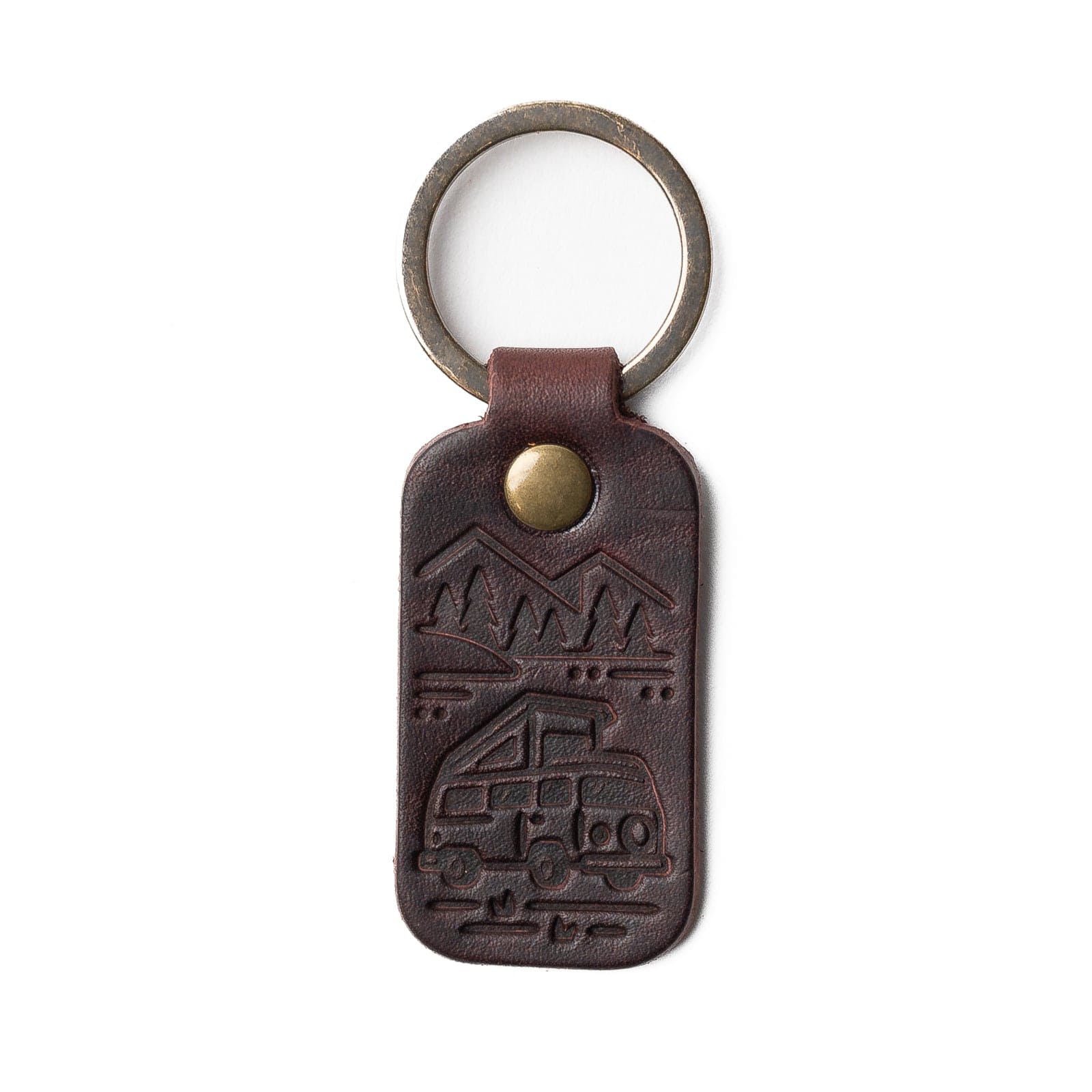 Premium Leather Key Fob for Camper Van - Durable Car Keychain with Metal Hook - Perfect for RV, Travel & Outdoor Adventures