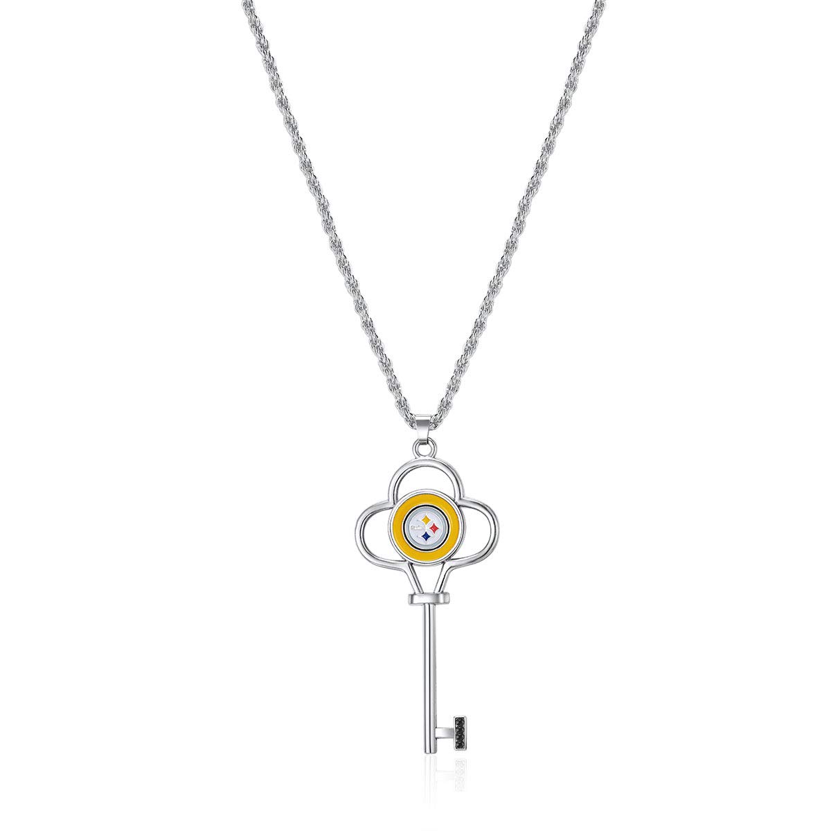 NFL Team Logo Key Necklace - Stylish Sports Fan Jewelry for Women & Girls - Perfect Birthday & Holiday Gift - Game Day Accessories & Everyday Fashion Statement