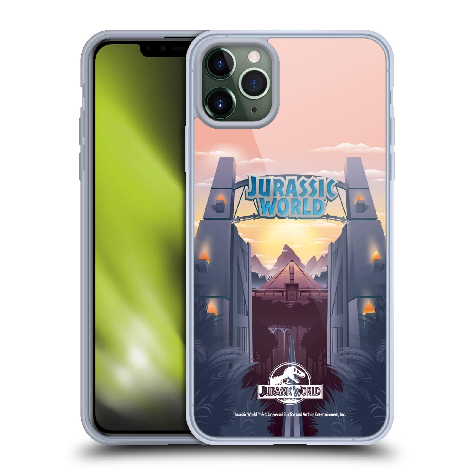 Jurassic World Park's Gate iPhone 11 Pro Max Case - Officially Licensed Dinosaur Vector Art Soft Gel Cover for Apple Phone - Perfect for Fans, Gifts, and Everyday Protection