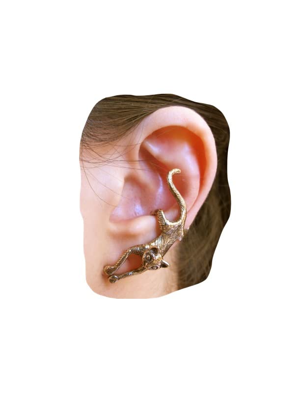 Bronze Crawling Cat Ear Cuff - Non-Pierced Cat Earring Wrap | Fashion Statement Jewelry for Cat Lovers | Perfect for Parties, Cosplay & Everyday Wear