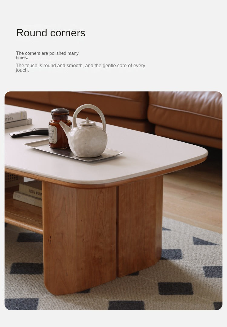 Premium Black Walnut & Cherry Solid Wood Coffee Table - Handcrafted Rustic Modern Living Room Centerpiece for Home Decor & Entertainment Spaces