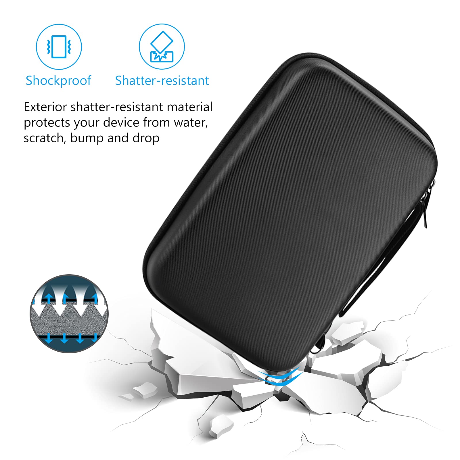 ProCase Hard Travel Electronic Organizer Case for MacBook Accessories - Fits Power Adapter, Chargers, Cables, Power Bank, Magic Mouse, Apple Pencil, USB Flash Drive & SD Cards - Compact Portable Storage Bag (Large, Black) - Perfect for Business Trips, Commuting & Tech Organization
