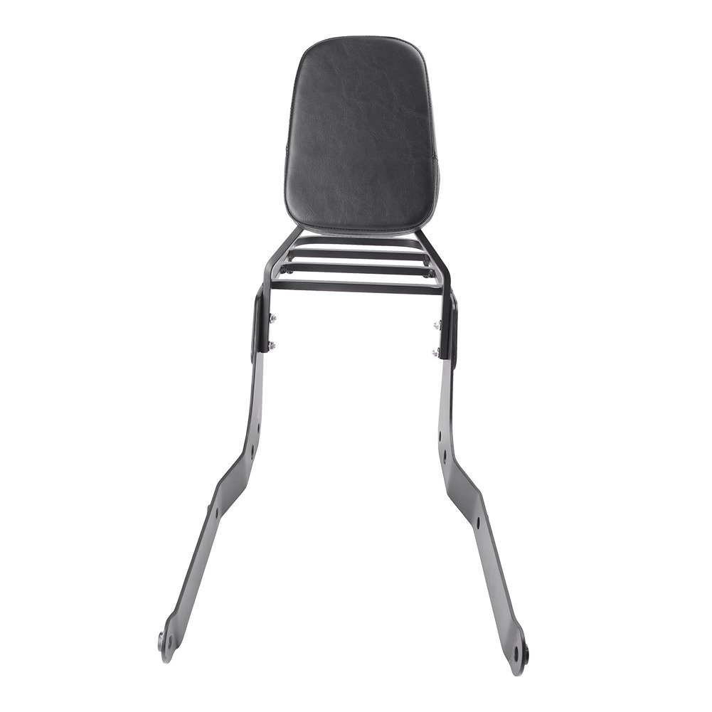 Premium Detachable Sissy Bar Backrest with Leather Cushion Pad & Luggage Rack for 2004-2012 Honda Shadow VT750C Aero - Black | Comfortable Passenger Seat Support for Long Rides & Road Trips