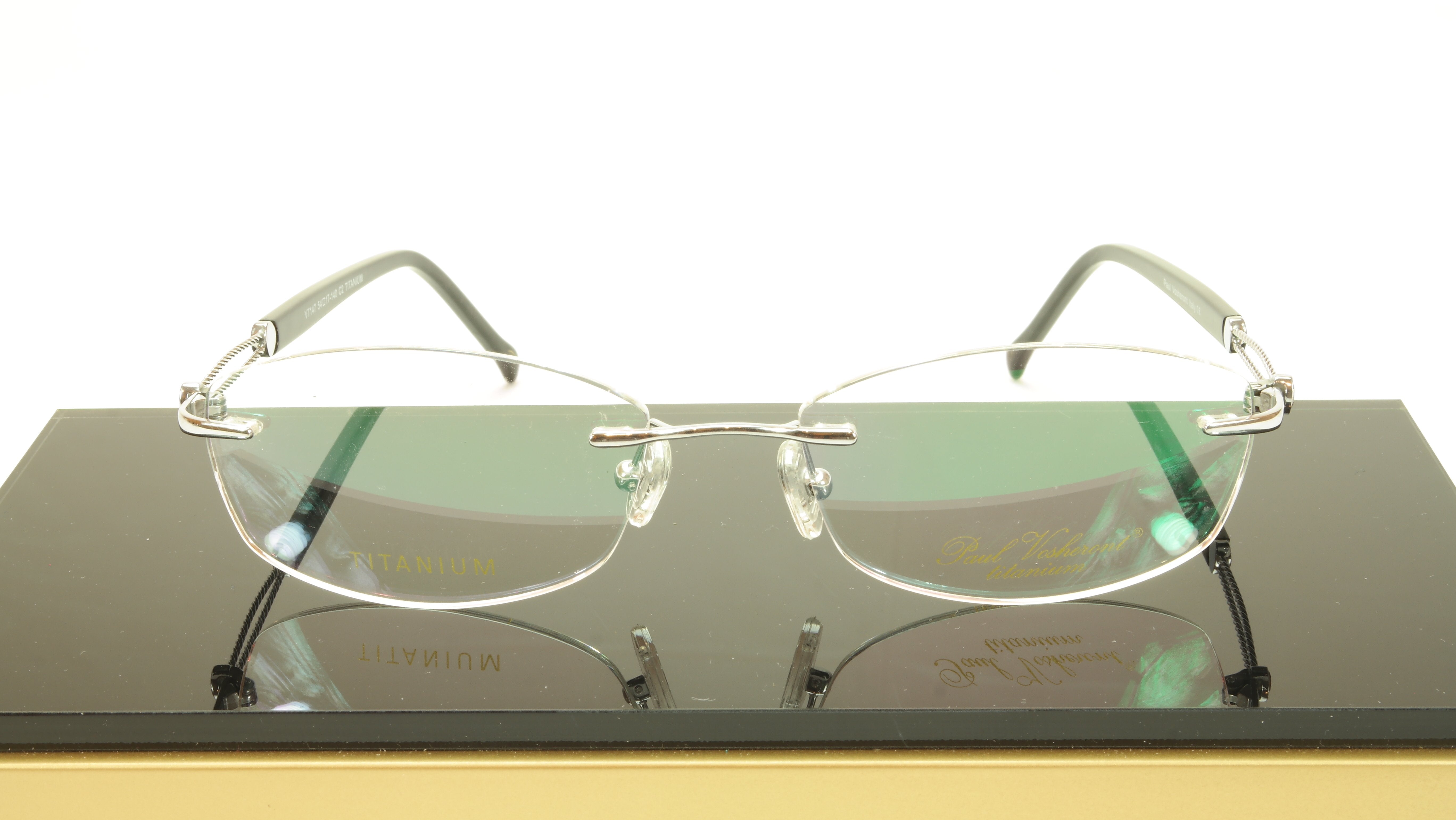 Paul Vosheront VT147 C2 Titanium Silver Rimless Eyeglasses Frame - Italian Design for Men & Women - Perfect for Office, Reading & Fashion Accessories