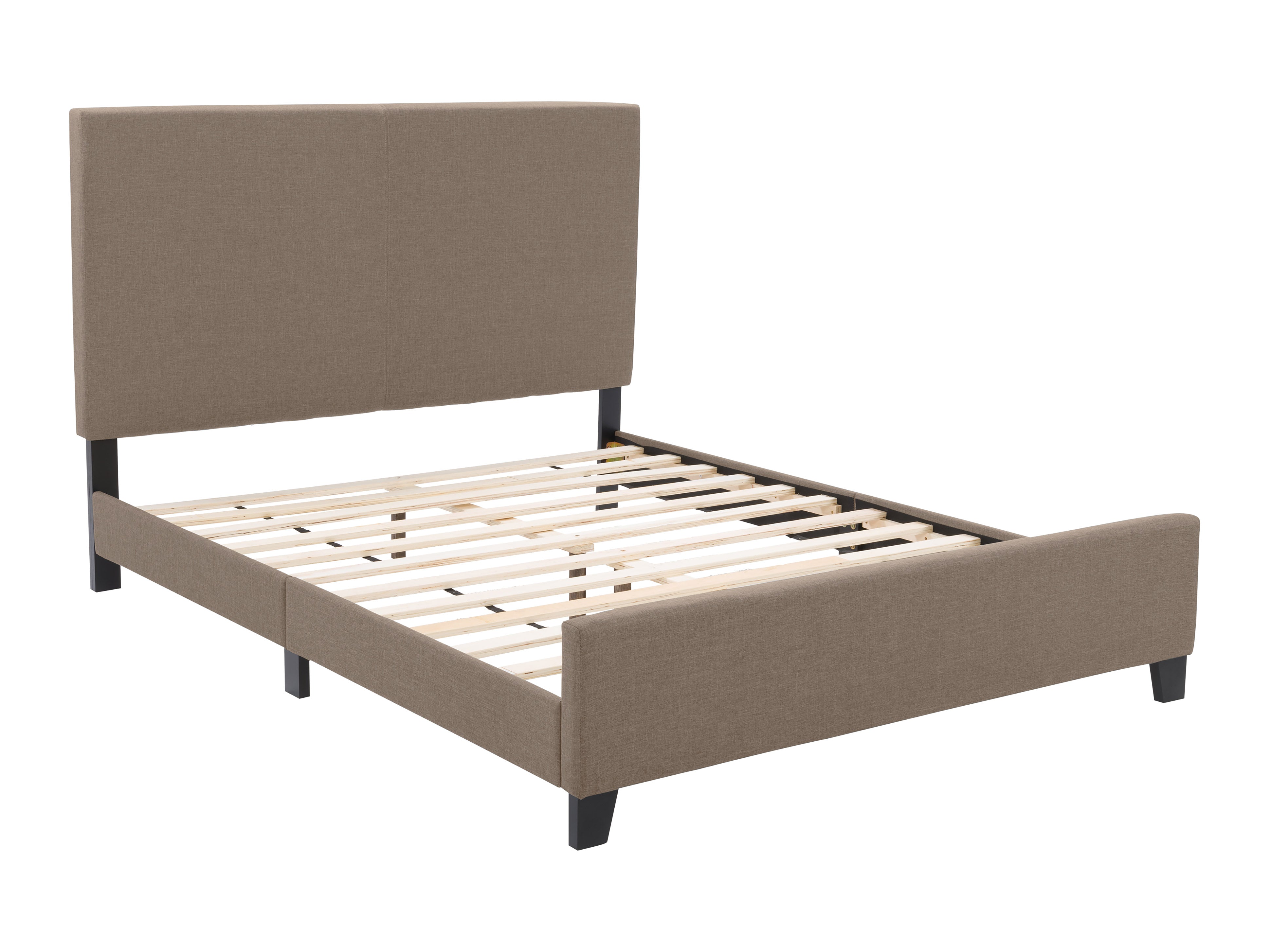 Cozy Stone Fabric Single Bed Frame with Wooden Slats - Perfect for Small Bedrooms, Guest Rooms & Dormitories