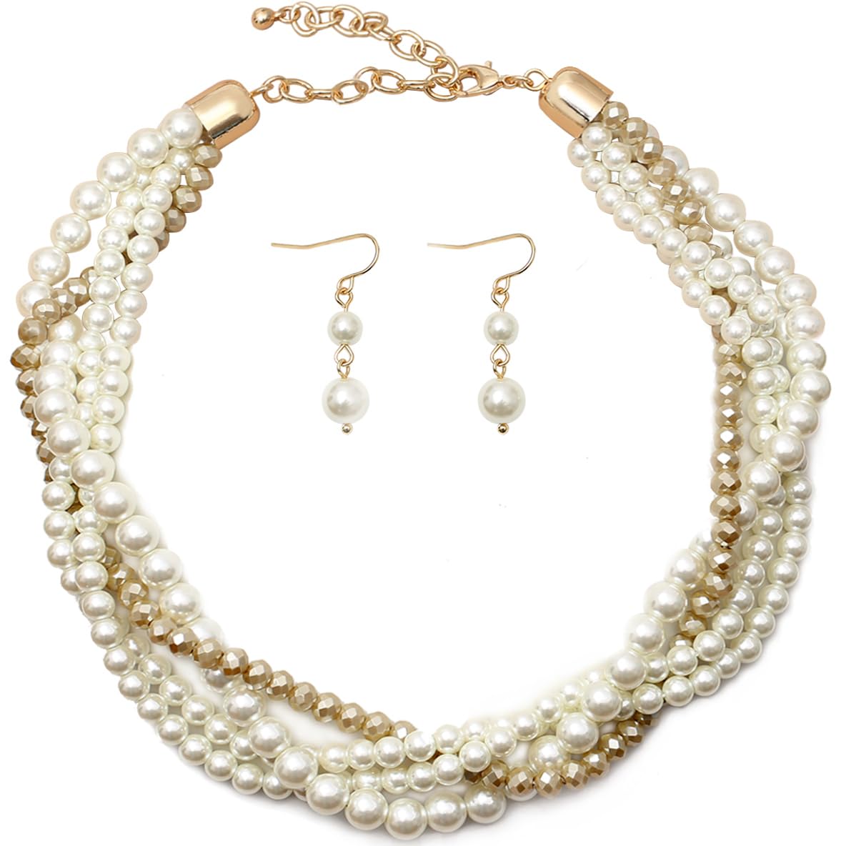 Elegant Gold Statement Necklace Set for Women - Aesthetic Collar Necklace & Earrings | Bridal Party Jewelry, Wedding Accessories & Evening Wear Fashion