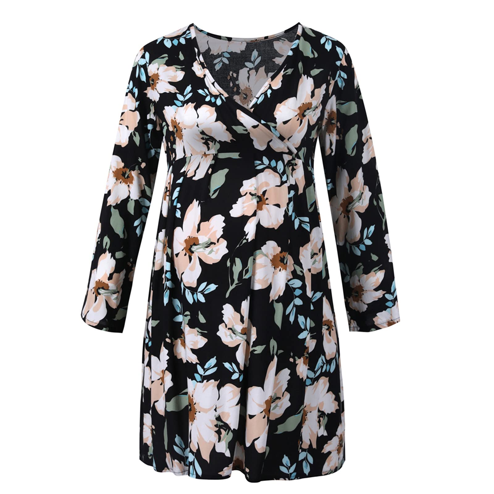 Maternity Dress for Women - Summer Pregnancy Clothes, Casual Short Sleeve Ruched Dress for Expecting Moms - Perfect for Spring & Summer Outings, Baby Showers, and Maternity Photos