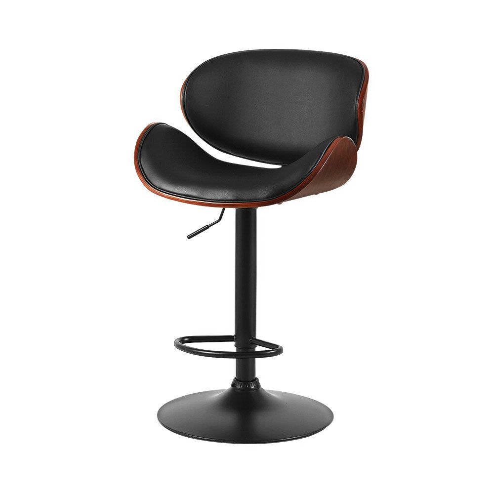 Vintage Leather Swivel Bar Stools with Gas Lift - Adjustable Height Kitchen Counter Stools, Black - Perfect for Home Bars, Kitchen Islands & Dining Areas