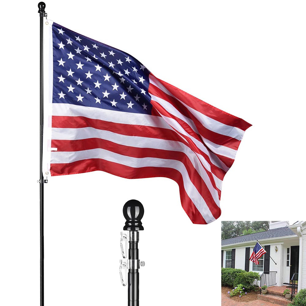 TheLAShop 6ft Telescopic Flag Pole Kit - Heavy Duty Aluminum Flagpole with Stainless Steel Hardware for American Flags, Garden, Yard & Outdoor Decor (Perfect for Homes, Schools & Businesses)