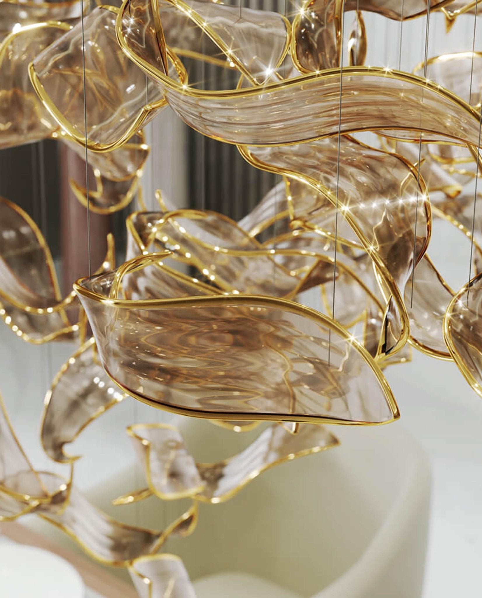 Elegant Fluttering Leaves Chandelier - Modern Leaf Design Ceiling Light Fixture for Dining Room, Bedroom & Living Room Decor