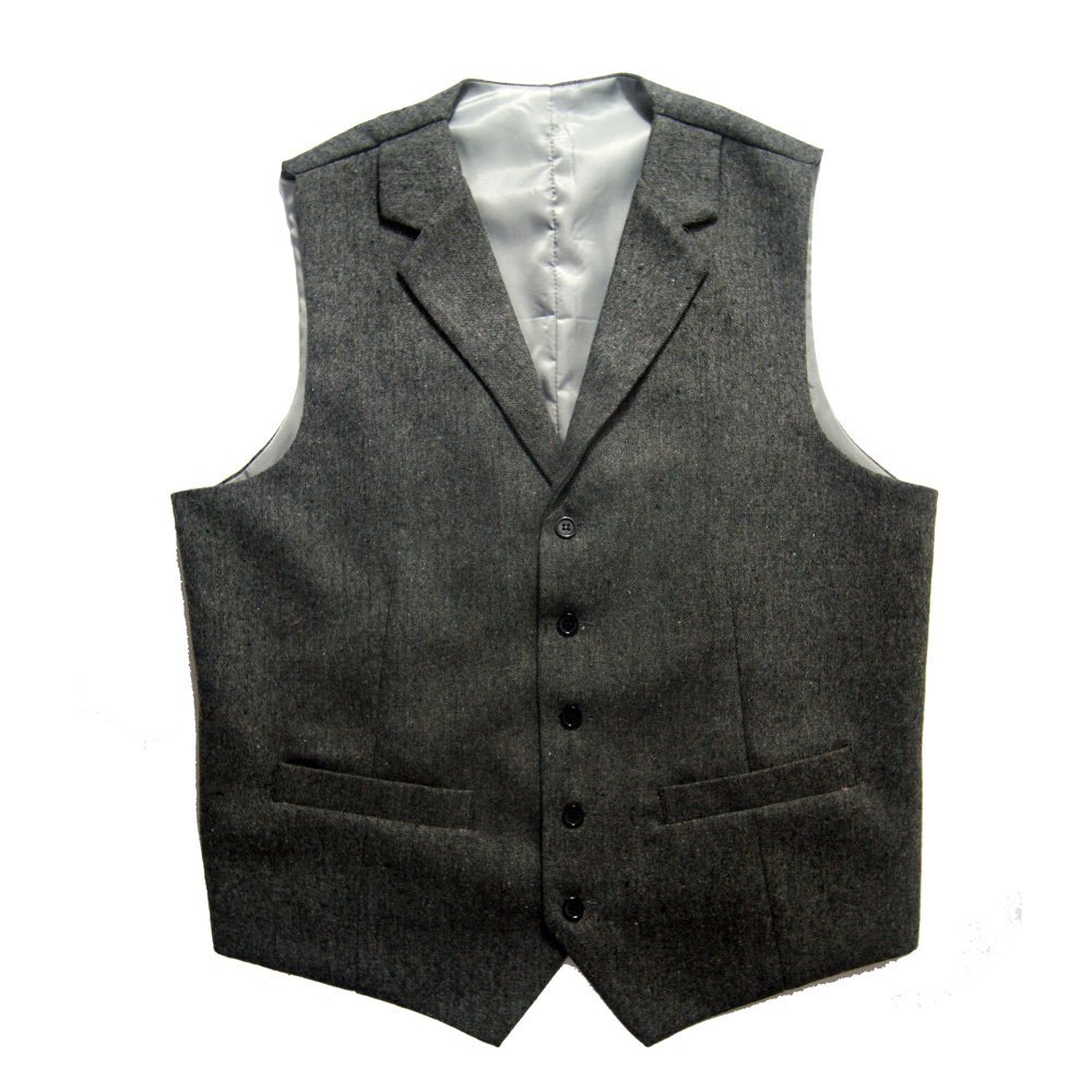 Tailorsun Classic Wool Donegal Style Black Tweed Waistcoat Vest and Pants 2-Piece Set for Men | Formal & Business Attire | Wedding, Office & Special Occasion Outfit