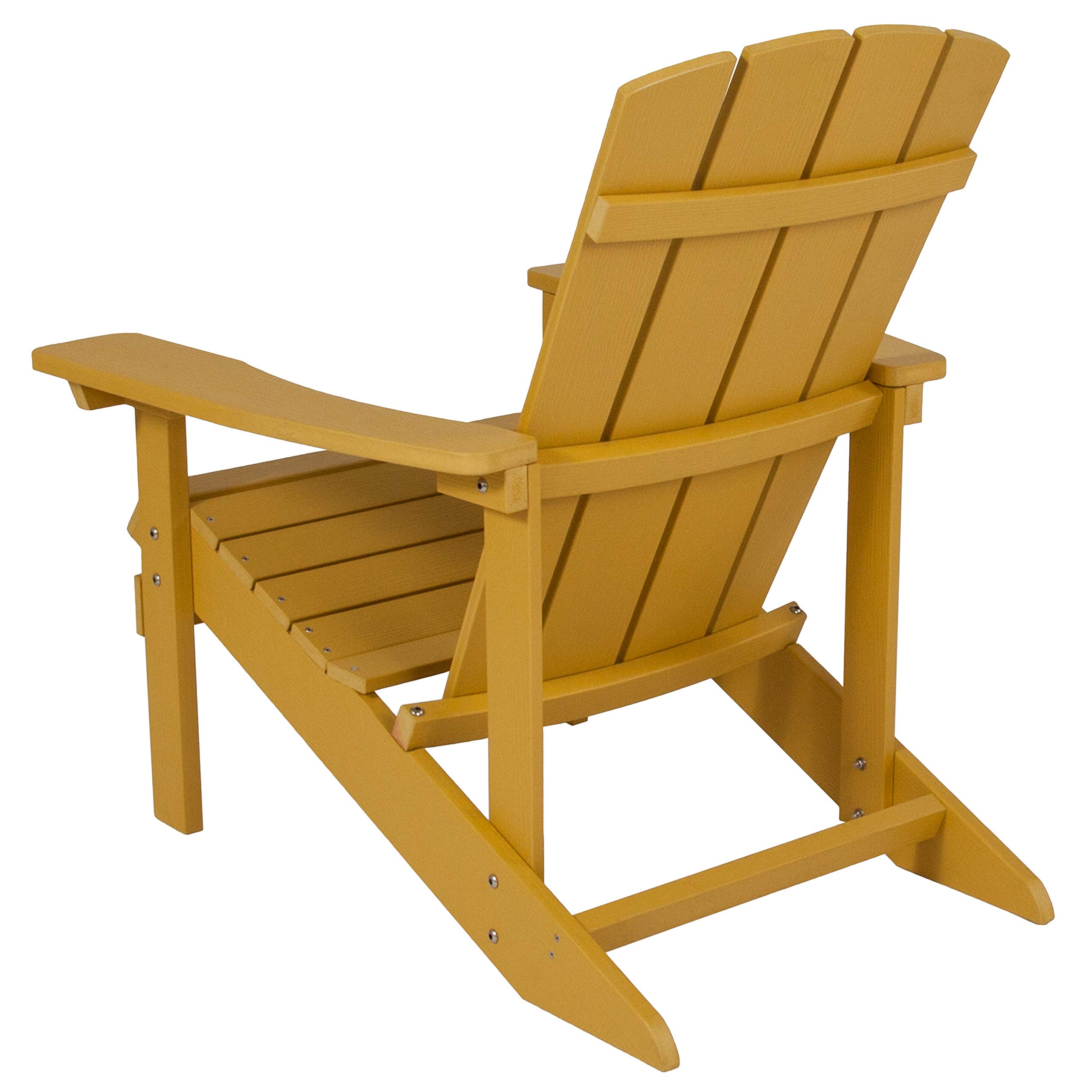 EMMA + OLIVER Outdoor Yellow All-Weather Poly Resin Wood Adirondack Chair - Patio, Garden, Poolside & Backyard Relaxation Furniture