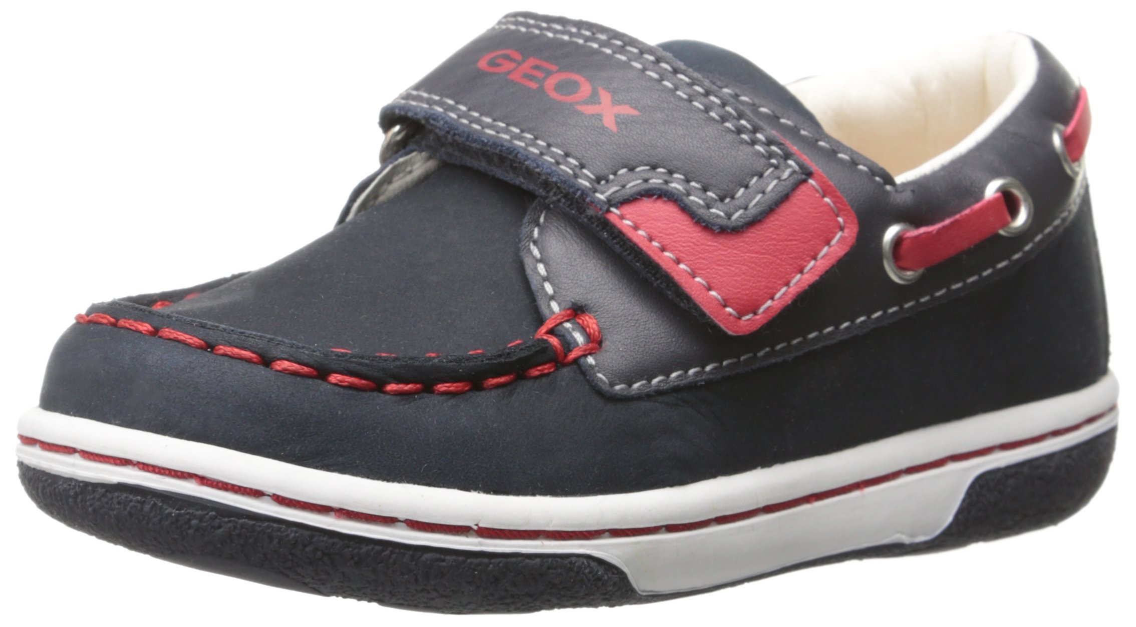 Geox Baby Flick Boy 29 First Walker Shoes for Toddlers - Navy/Red - Size 27 EU (10 M US) - Comfortable Leather Sneakers for Boys Learning to Walk - Perfect for Playtime, Daycare & Outdoor Activities