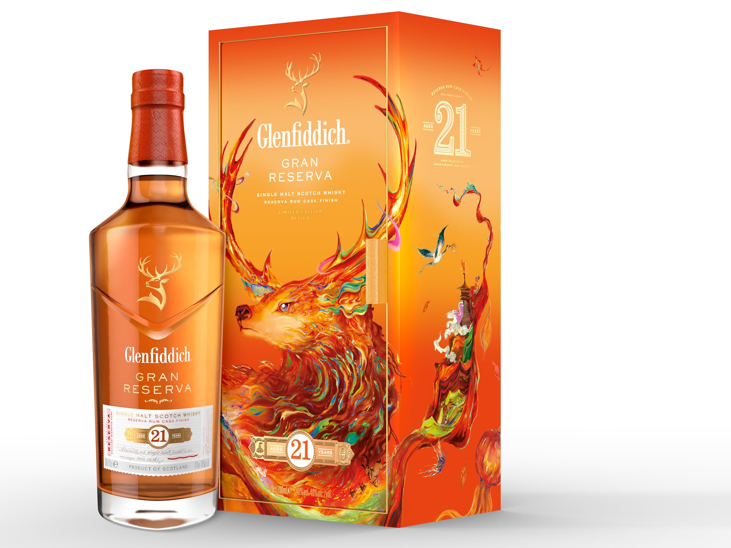 Glenfiddich 21 Year Old Gran Reserva Single Malt Scotch Whisky - 70cl Limited Edition for Lunar New Year 2025 | Premium Gift for Whisky Collectors & Chinese New Year Celebrations