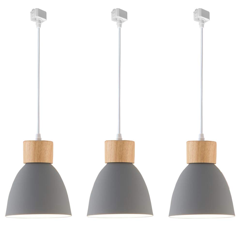Dimmable 3-Light H-Shaped Track Lighting Fixture with Gray Aluminum Shade - Modern Adjustable Pendant Light for Kitchen, Living Room & Retail Spaces