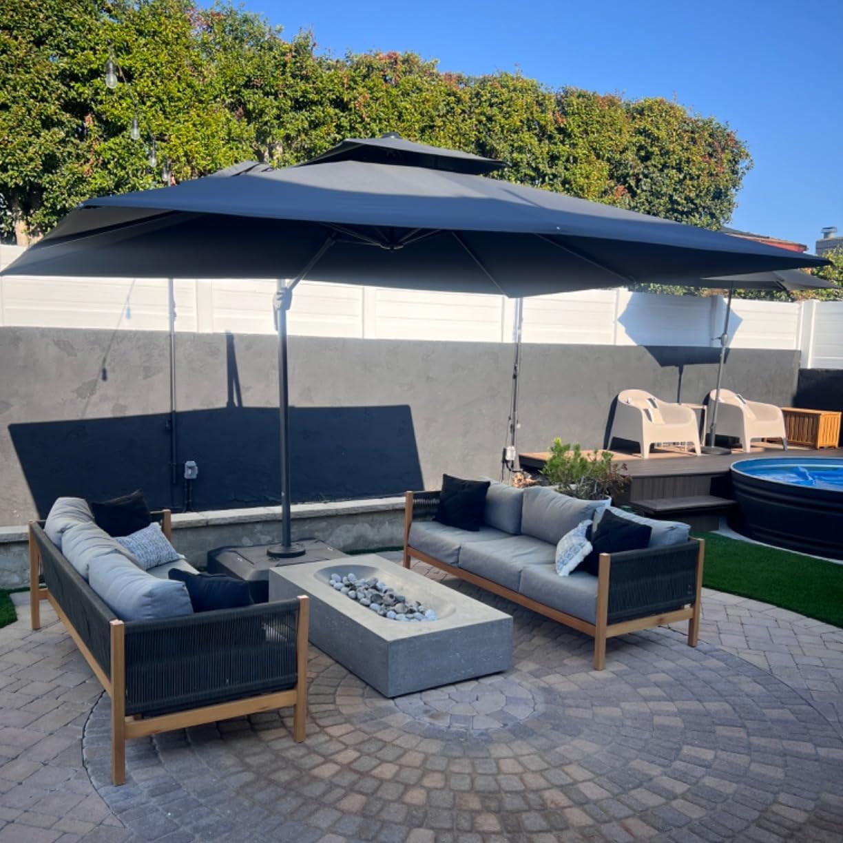 PURPLE LEAF 9' X 12' Cantilever Outdoor Patio Umbrella - Large Rectangle Double Top Offset Hanging Umbrella with 360° Rotation & Tilt - Perfect for Poolside, Backyard, Deck, and Outdoor Dining Areas - Grey
