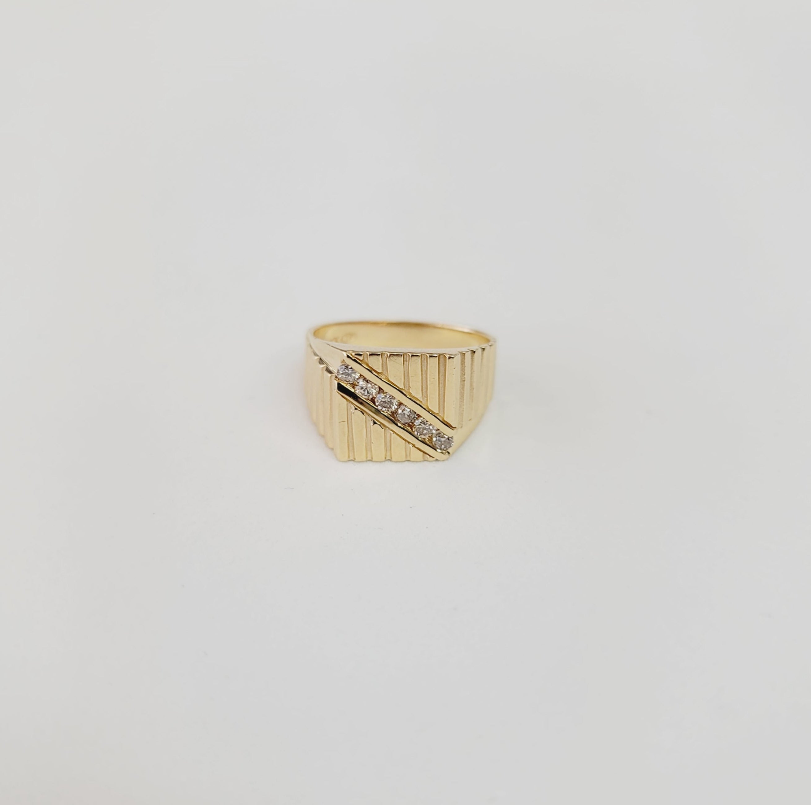 14K Yellow Gold Men's Wedding Band with Diagonal Diamond Accents - 0.36cttw - Elegant Diamond Ring for Engagement, Anniversary & Special Occasions