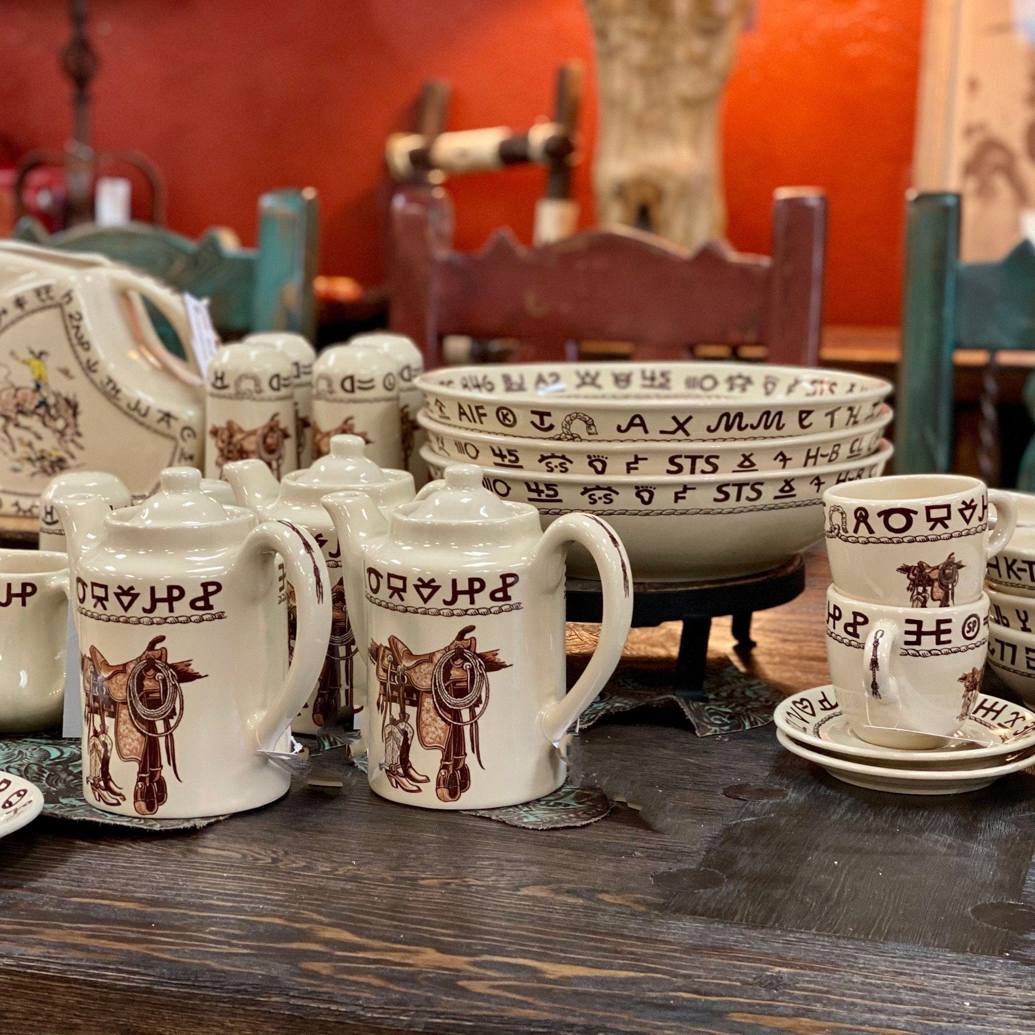 Cowboys & Brands Tea and Coffee Pot - Western Style Ceramic Teapot & Coffee Maker for Ranch, Camping, and Home Use