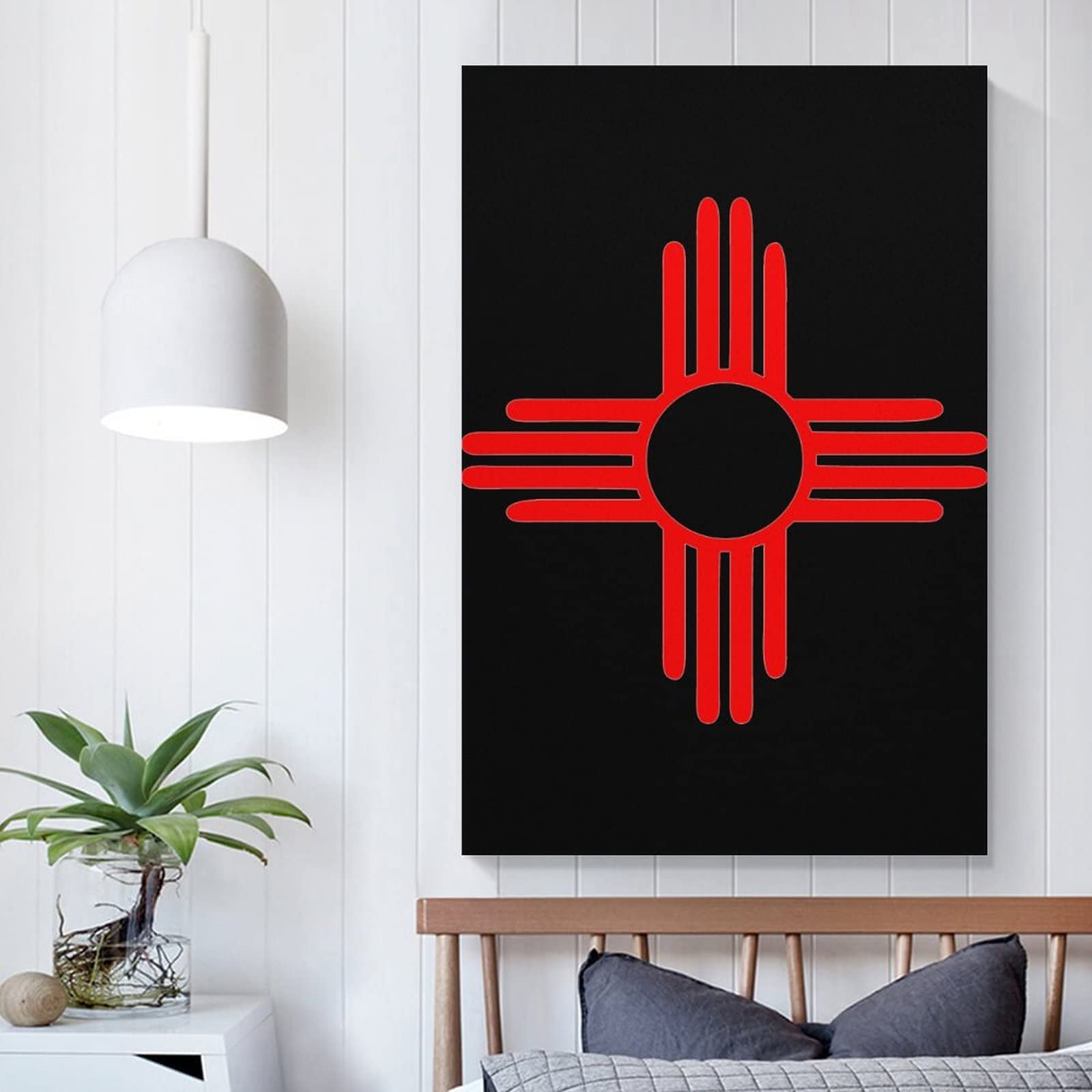 New Mexico Sun Zia Printed Painting - Modern Vertical Wall Art for Bedroom & Home Decor - Perfect for Southwestern Style Living Rooms, Offices & Gifts