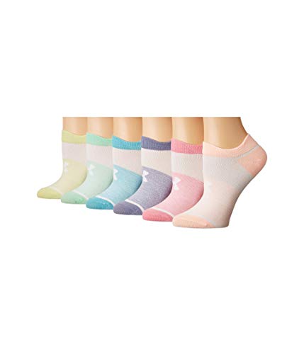 Under Armour Girl's Essential No Show Socks 6 Pack - Breathable Athletic Socks for Running, Gym & Everyday Wear - Comfortable Non-Slip Socks for Kids & Teens