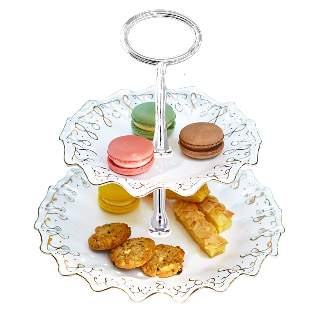 3-Tier 15 Inches Silver Oval Cupcake Stand - Sturdy Metal Cake Display Stand for DIY Baking, Wedding, Birthday Party, Baby Shower - Perfect for Serving Cupcakes, Fruits, Snacks & Desserts at Events & Home Decor