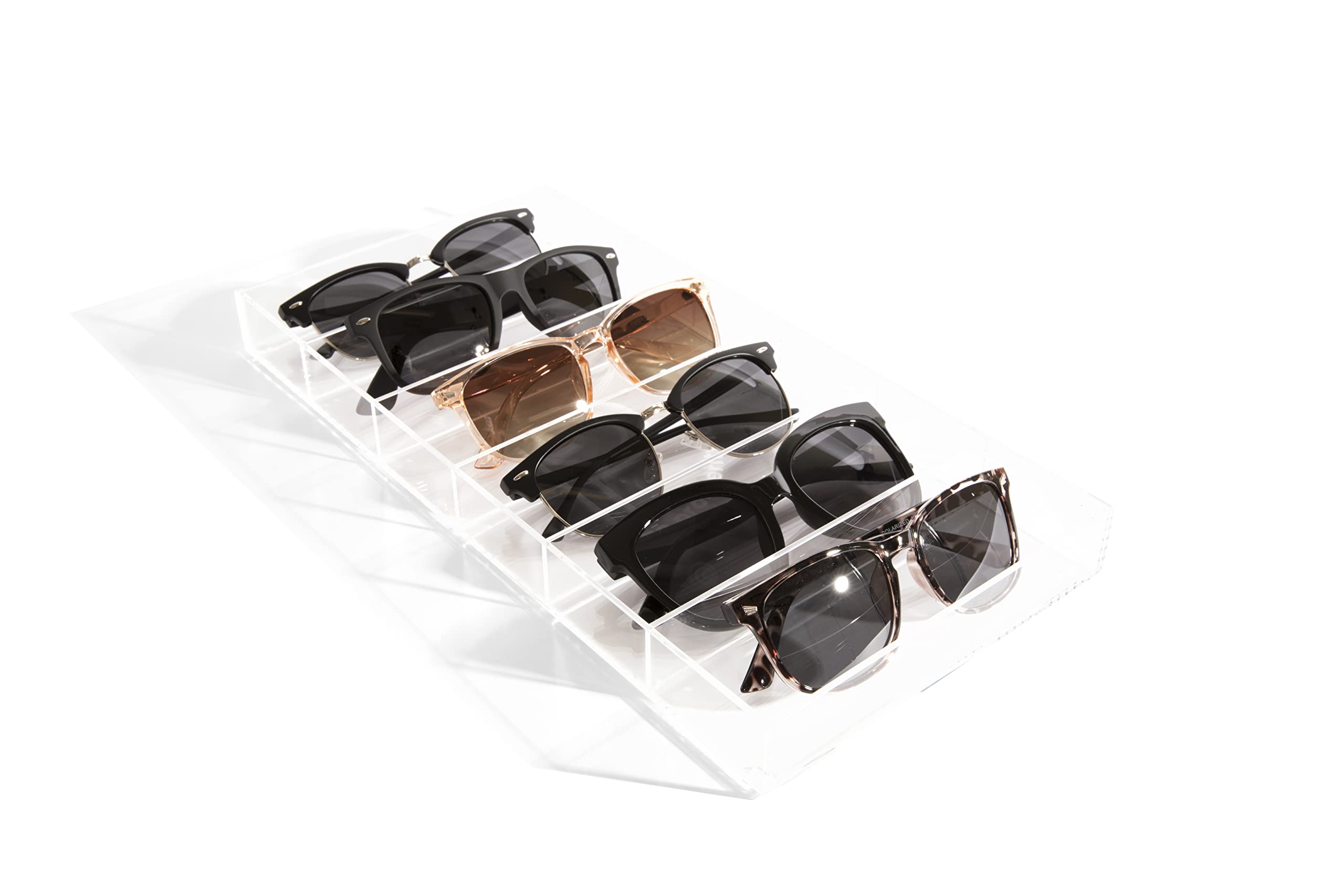 Clear Acrylic Sunglasses Organizer Case - Eyeglass & Sunglass Holder with Jewelry & Makeup Storage Compartments | Perfect for Budgeting Envelopes, Travel & Home Organization