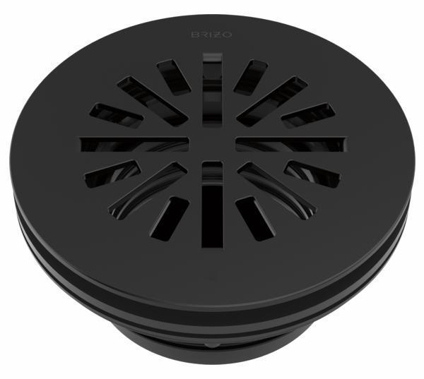 4-Inch Prefab Round Shower Drain in Matte Black - BT051414 BL by Brizo | Durable & Stylish Bathroom Drain for Modern Showers