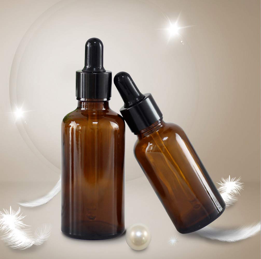 2 Pack Brown Amber Glass Bottles with Rubber Dropper Pipette - 5ml for E Juice, Beard Oil & Essential Oils | Leak Proof, UV Protection, Perfect for DIY Mixing, Travel & Gift Giving