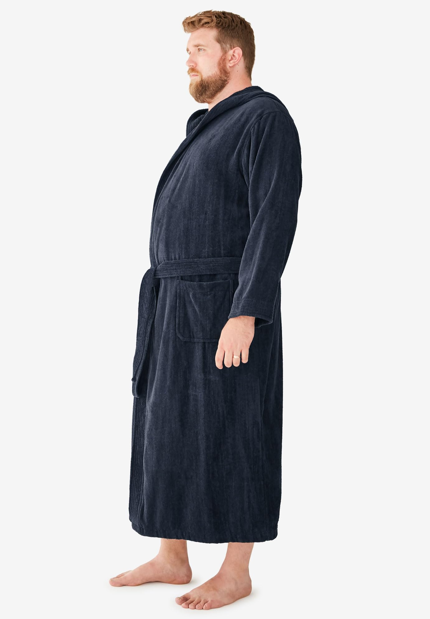 KingSize Men's Big & Tall Terry Velour Hooded Maxi Robe - Soft & Cozy Bathrobe for Lounge Wear, Spa Days & Relaxation at Home