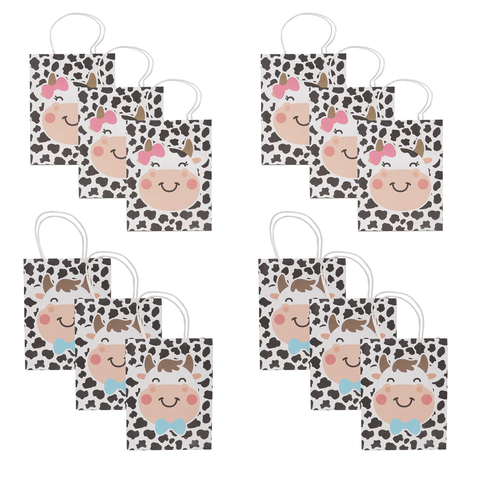 BESPORTBLE 12Pcs Cow Print Gift Bags - Cute Animal Pattern Party Favor Bags for Candy, Treats & Small Gifts - Perfect for Birthday Parties, Baby Showers & Home Decor