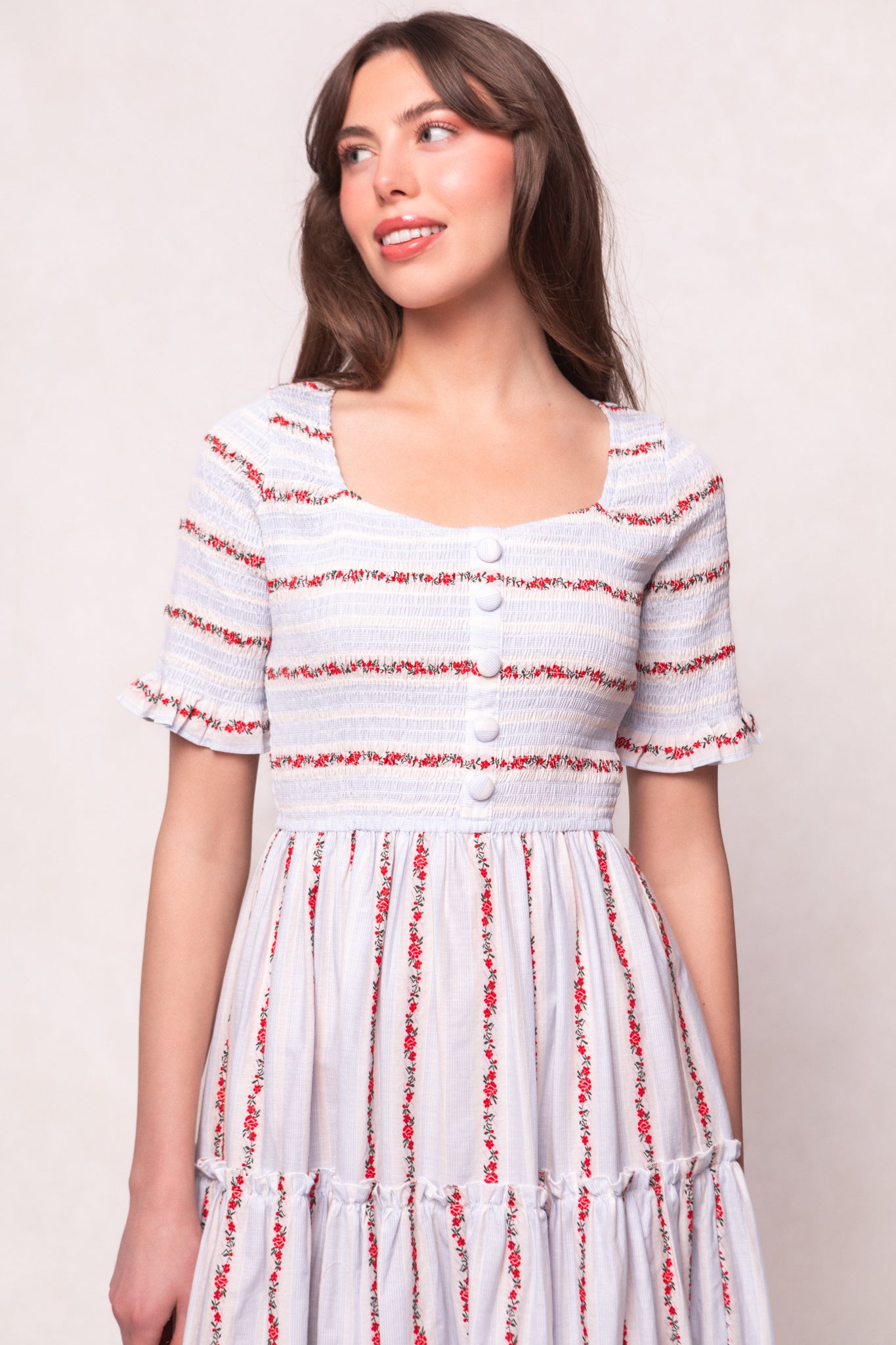 Beatrice Floral Stripe Dress - Women's Summer Casual Flowy Maxi Dress for Beach, Vacation & Date Night