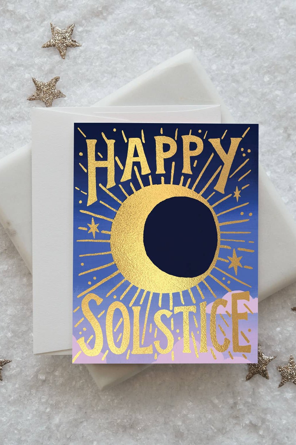 Solstice Moon Holiday Greeting Card - Festive Christmas & New Year Wishes - Perfect for Family, Friends & Coworkers (Office Party, Gift Exchange, Seasonal Decor)