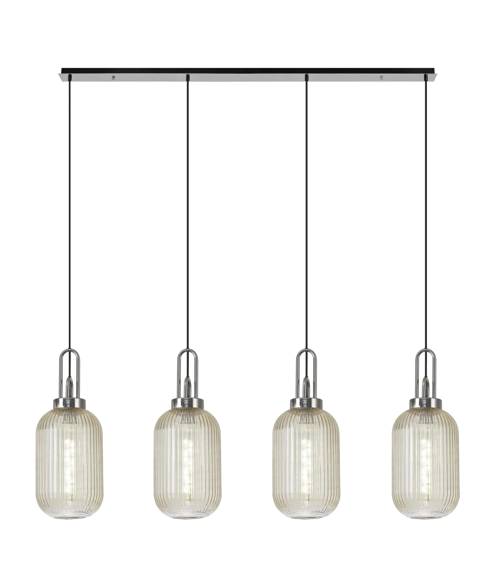 Cadiz 4Lt Linear Pendant Light Fixture - Modern Brushed Nickel/Matte Black/Bronze Finish - Perfect for Kitchen Island, Dining Room & Office Lighting