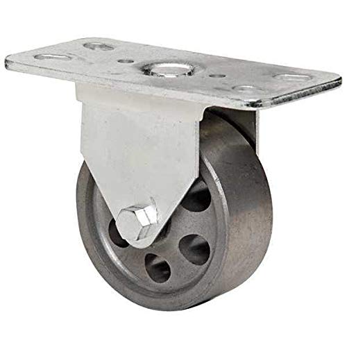 Heavy Duty 3 Inch Cast Iron Plate Caster with 250 lb Capacity - Ideal for Industrial Equipment, Workbenches, and Warehouse Carts