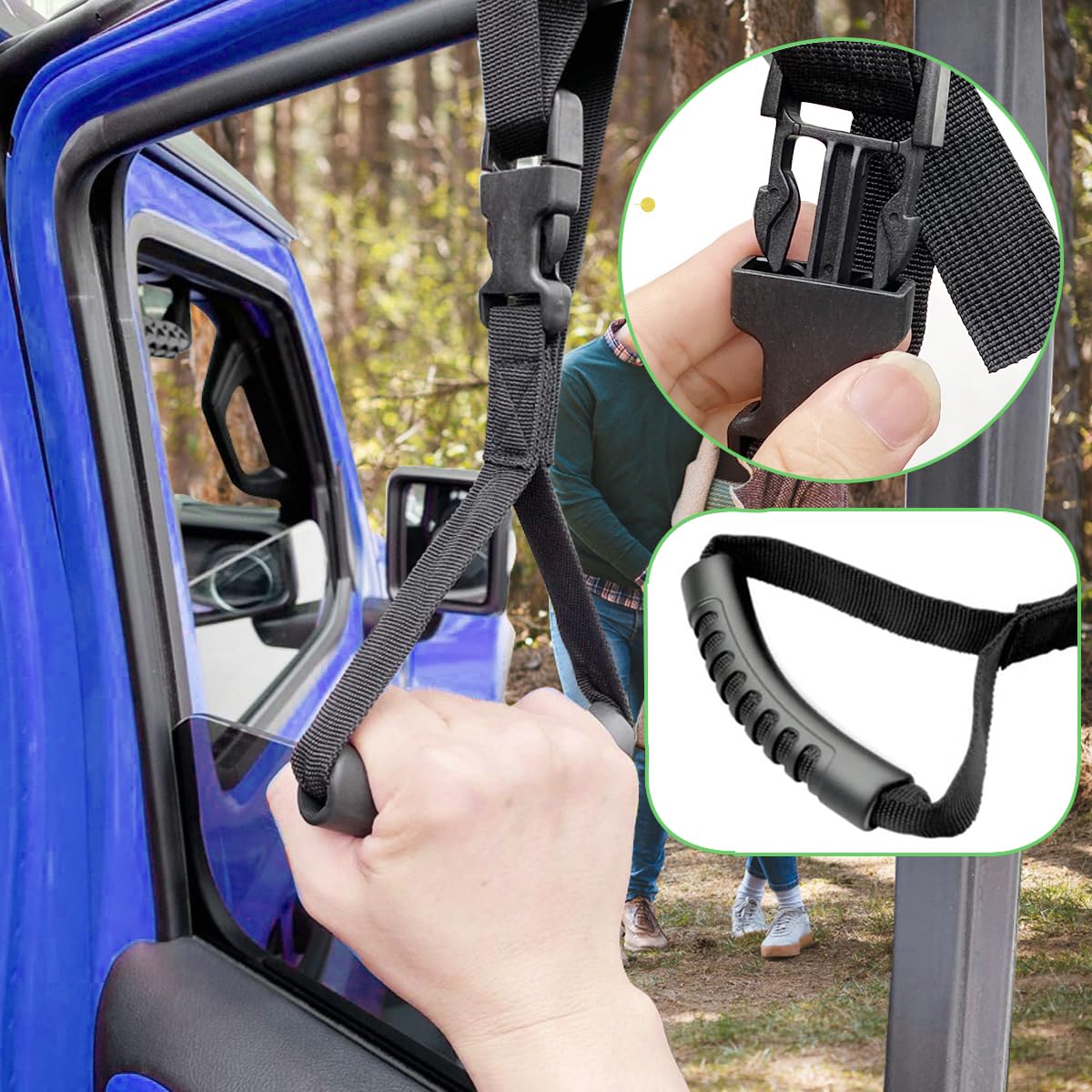 Foldable Car Door Handle for Elderly - Adjustable Standing Aid (2-Pack, Blue) - Safe Car Assist for Drivers & Seniors