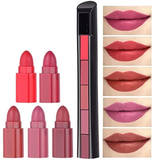3-in-1 LOVE BITE Eyeliner, Mascara & Eyebrow Pencil Set with 5 Matte Lipstick Kit - Waterproof Long Lasting Makeup for Party, Date Night & Daily Wear