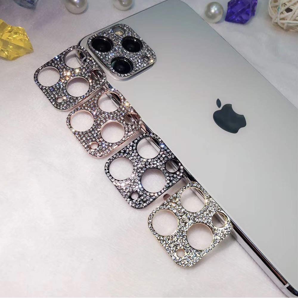 2 Pack 3D Glitter Bling Diamond Camera Lens Cover Protector for iPhone 12 - Silver | Scratch-Resistant Sticker Protector | Perfect for Parties, Travel & Everyday Protection