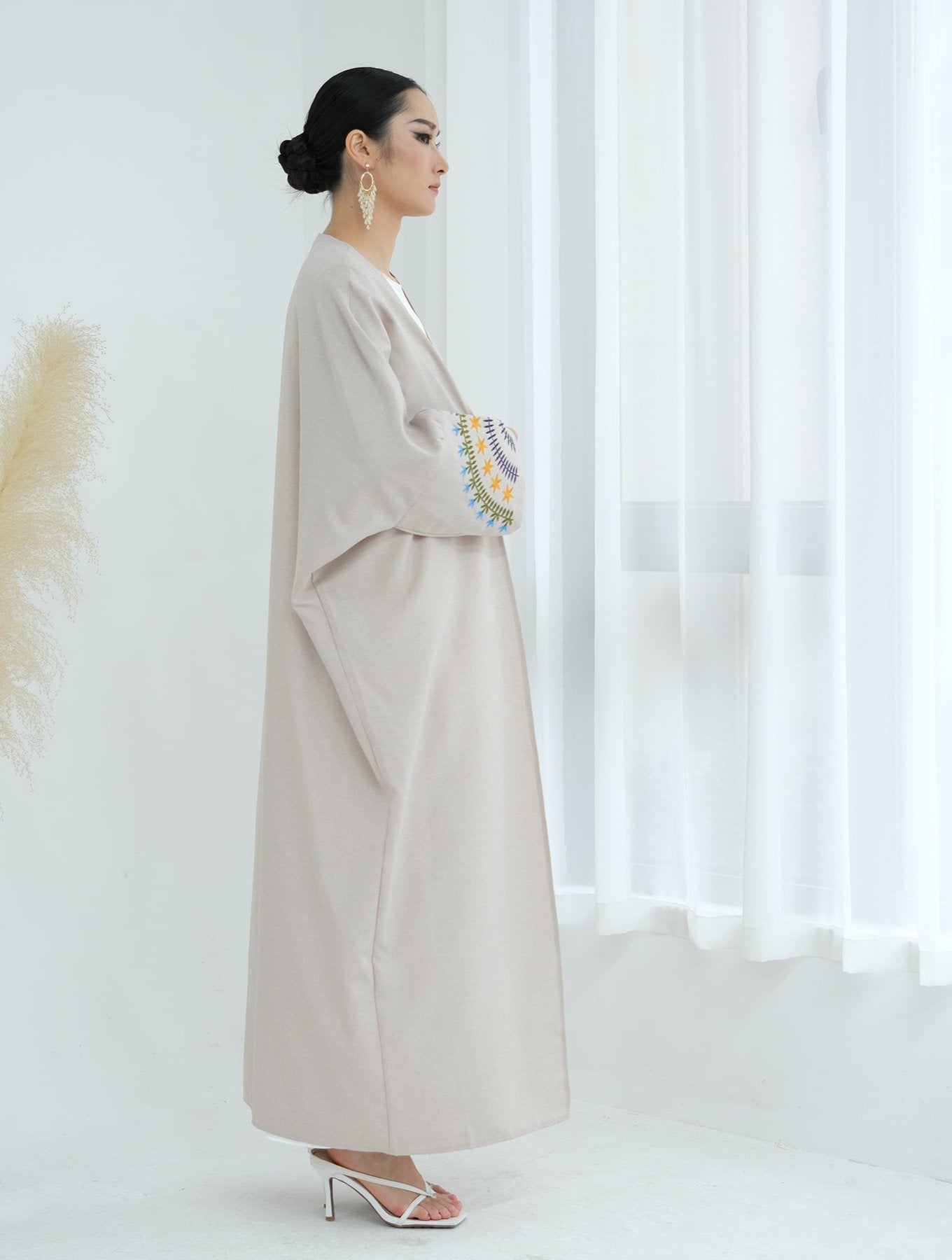 Carin Embroidered Kimono Duster Cardigan - Women's Lightweight Open Front Cover Up for Spring & Summer - Perfect for Beach, Vacation, and Boho Style Outfits