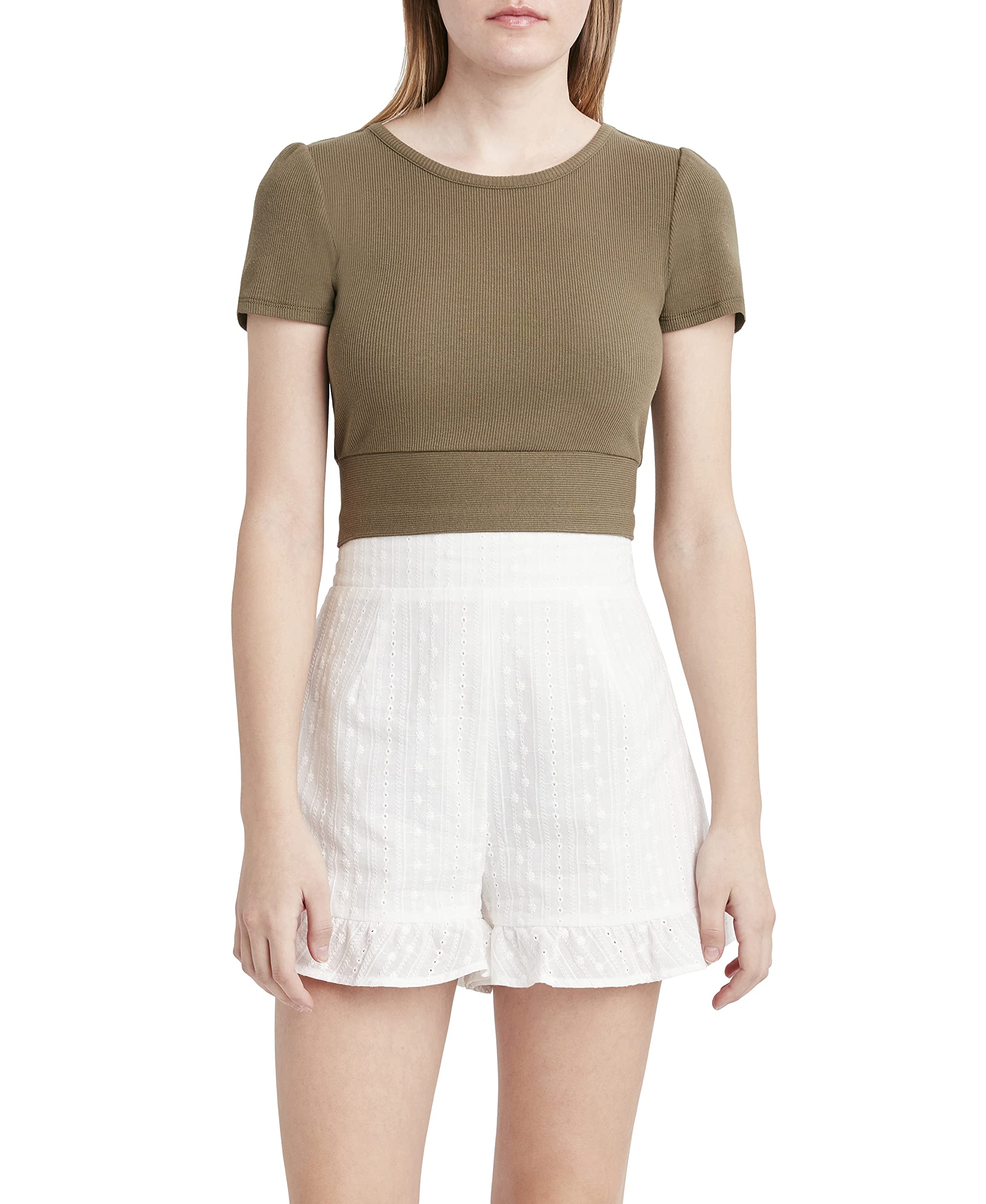 BCBGeneration Women's Ribbed Tie Back Top - Stylish Casual & Party Blouse for Date Night, Office Wear & Summer Outfits