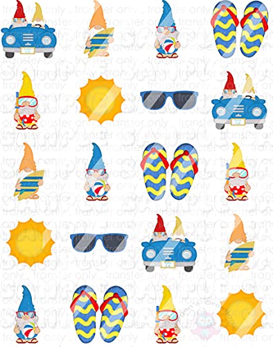 Summer Gnomes Nail Art Decals - Beach, Surfer & Vacation Themed Stickers for DIY Manicure & Nail Design | Perfect for Summer Parties, Beach Trips & Vacation Nail Art