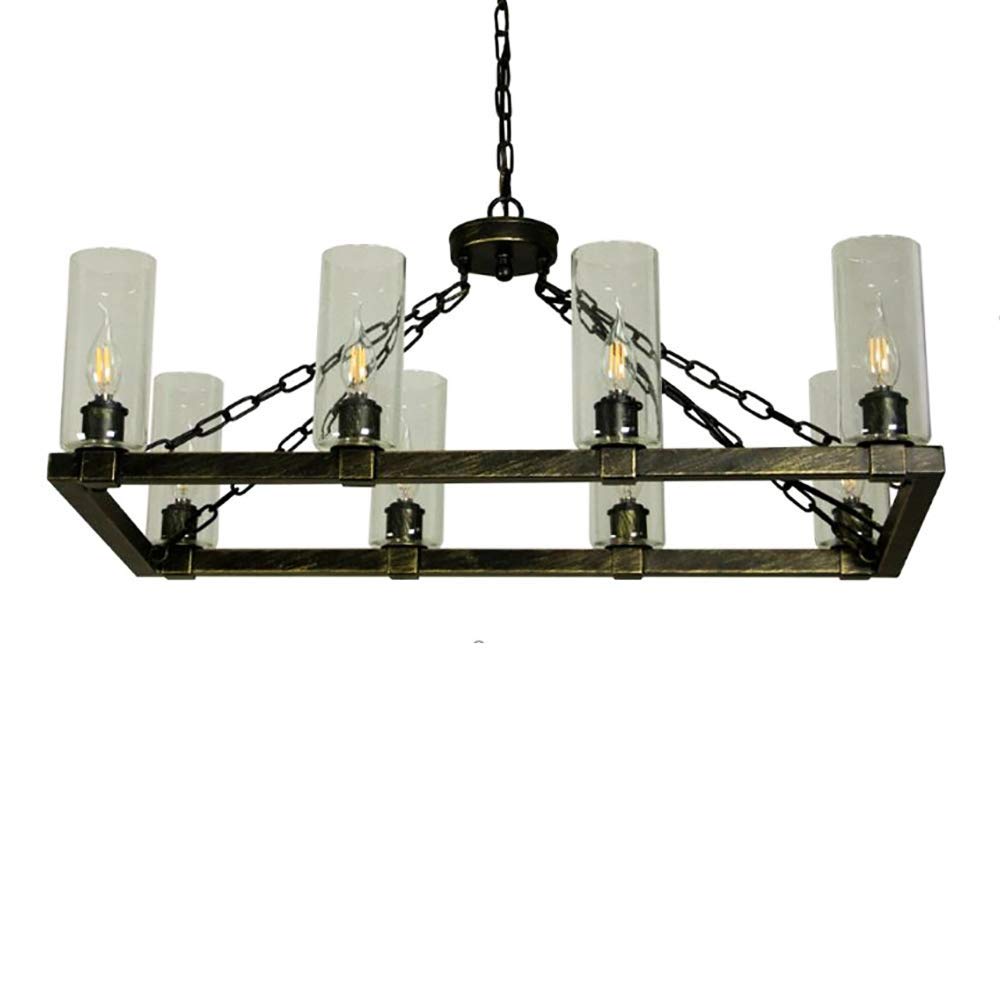 8-Light Kitchen Island Chandelier with Glass Shades - Adjustable Chain Length for Dining Room, Foyer, Entryway - Perfect for Modern Farmhouse, Rustic Home Decor & Kitchen Lighting