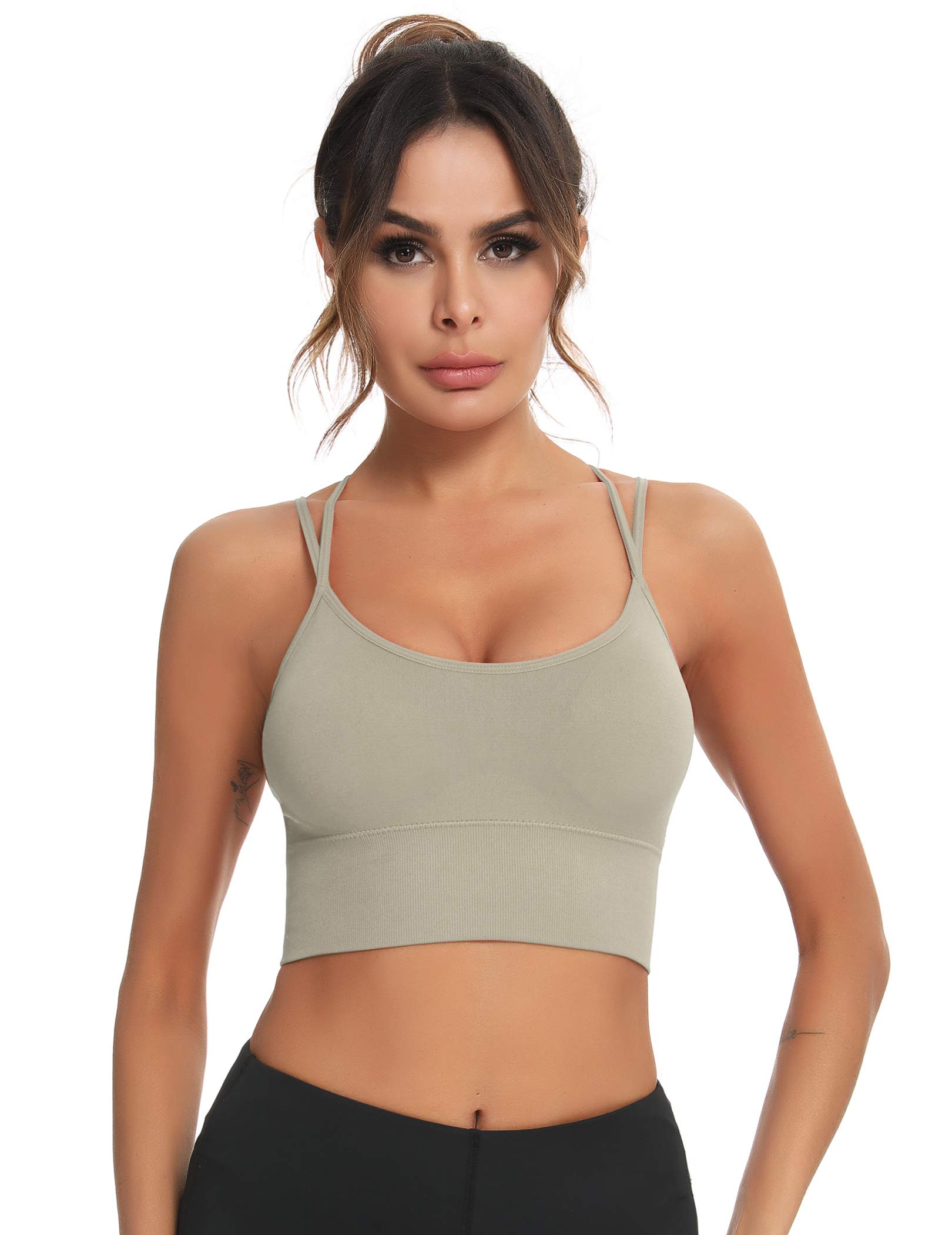 Enjoyoself Women's Strappy Sports Bra - High Support Yoga Running Gym Workout Tank Top for Fitness & Active Lifestyle - Perfect for Yoga, Running, Gym & Daily Wear
