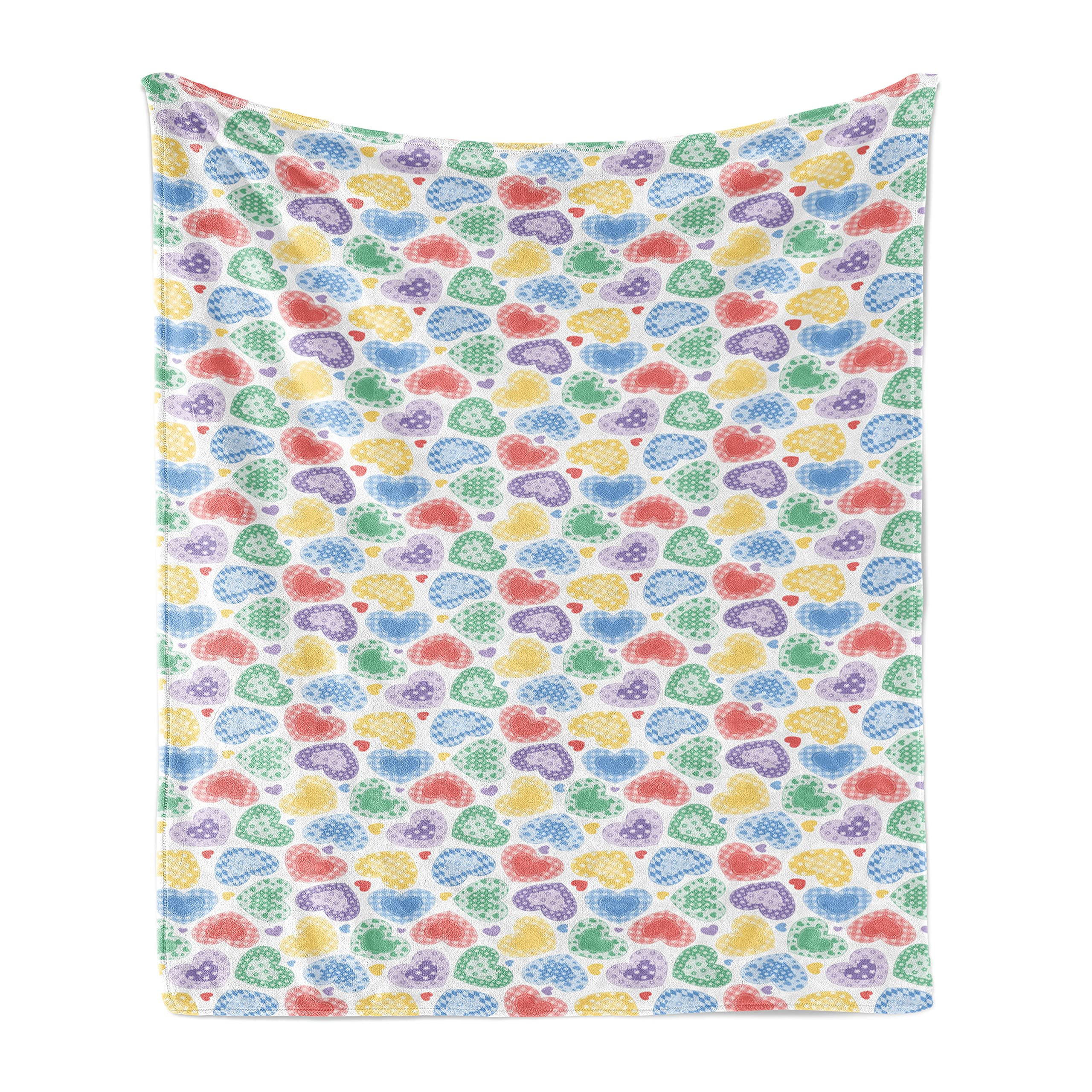 Ambesonne Love Patchwork Hearts Throw Blanket - 60