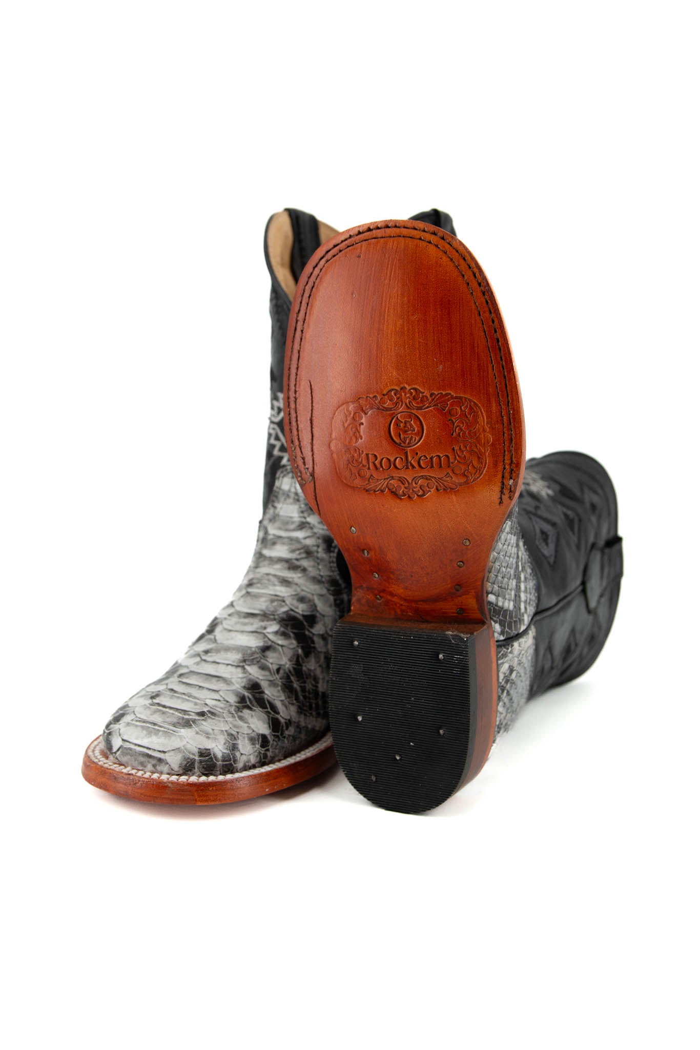 Kids' Cowboy Boots - Pro Rodeo Style with Python Print | Western Boots for Boys & Girls | Perfect for Rodeo Events, Halloween Costumes & Western Fashion