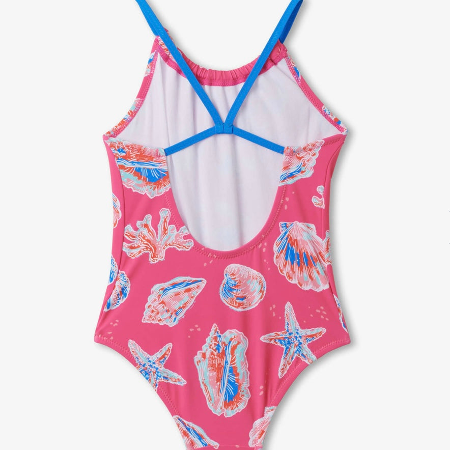 Hatley Seashells Swimsuit for Women - Cute Floral Print Bathing Suit with Adjustable Straps | Perfect for Beach Vacation, Pool Party & Summer Swimwear
