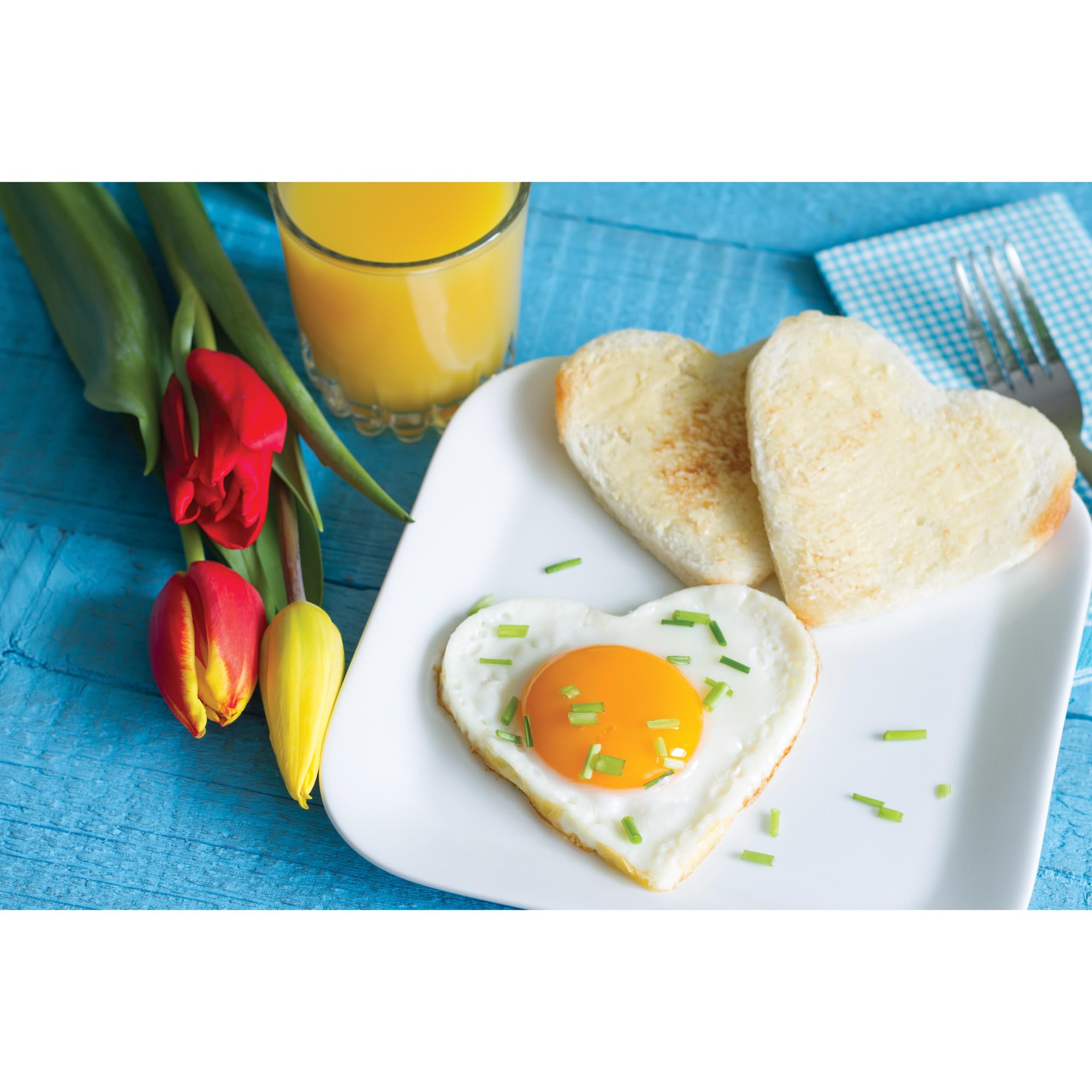 Non-Stick Heart Shaped Egg & Pancake Cooking Rings - PFOA & BPA Free - 4.625 x 4.25 Inches (Set of 2) - Perfect for Breakfast, Brunch & Romantic Meals